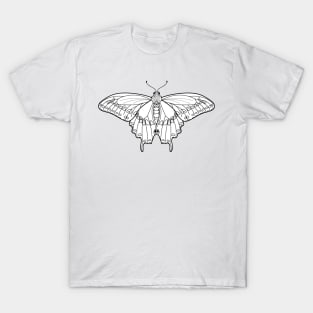 Black Swallowtail Butterfly Line Art T-Shirt